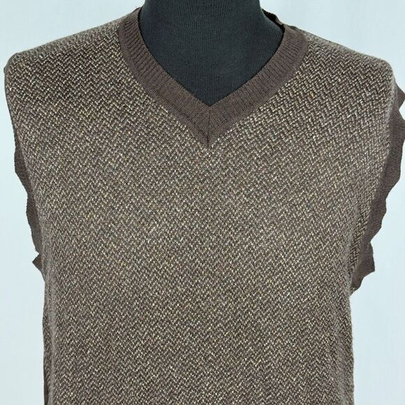 Segreto Brown Knit V-Neck Wool / Silk / Alpaca Vest - Men’s L - Picture 5 of 7